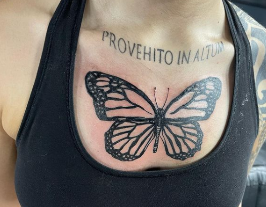 Butterfly Chest Tattoo For Women