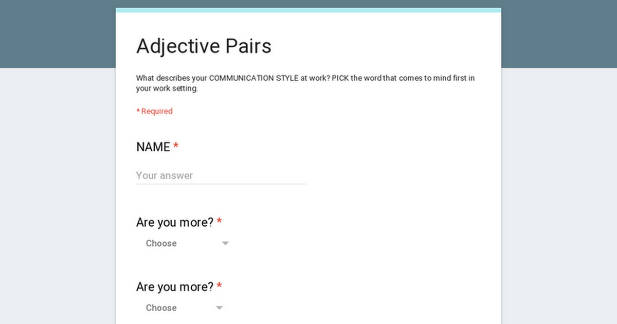Adjective Pairs
