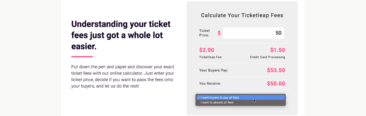 Ticketleap pricing