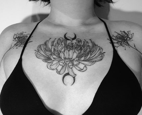Chrysanthemum Chest Tattoo
