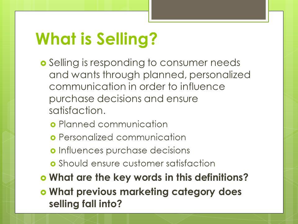 what is selling in marketing 