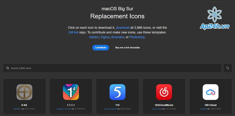Macosicons hiện là kho biểu tượng ứng dụng cho macOS lớn nhất