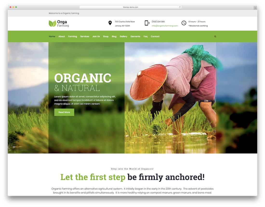 tema wordpress pertanian pertanian organik