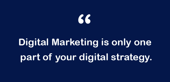 Picture of quote "Digital Marketing is only one part of your digital strategy"
