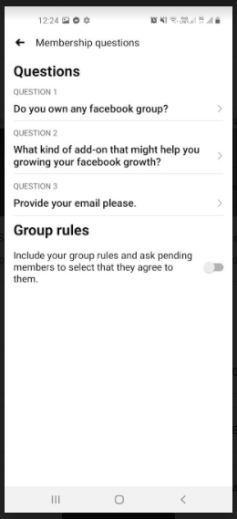 How to set membership questions for Facebook groups from mobile app