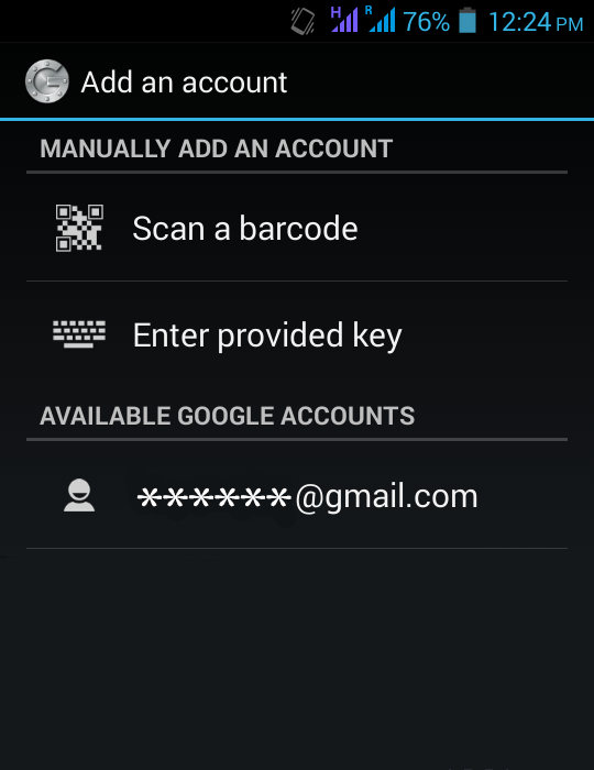Google Authenticator adicionar conta no Android