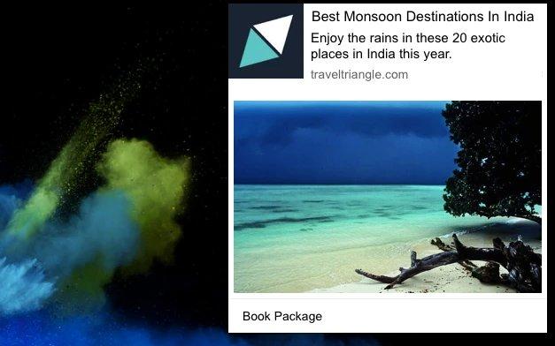 screenshot of a web push notification from a travel website promoting the best monsoon destinations