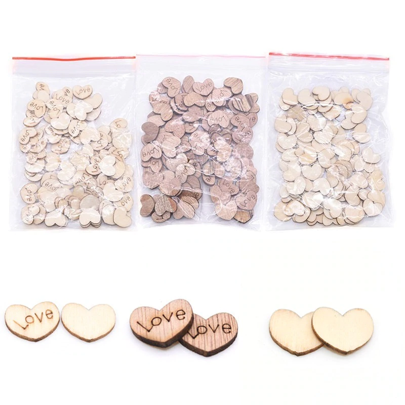 100 Wooden Pcs Heart-Shaped Products 