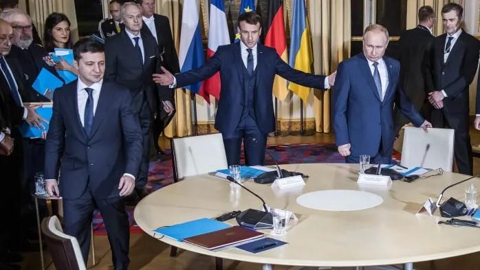 Một cuộc đàm phán giữa Nga và Ukraine do Pháp và Đức chủ trì tại Điện Elysee (Paris) vào tháng 12/2019. Ảnh: Thibault Camus / Pool Photo.