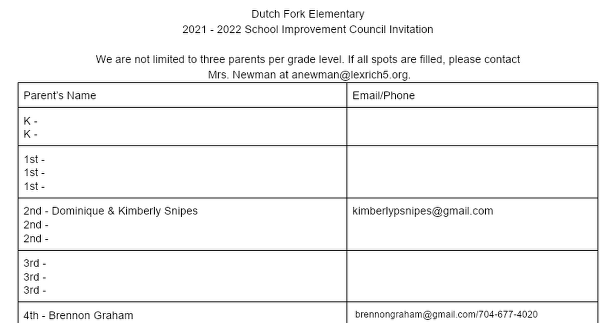 DFES SIC 2019 -2020 Parent Invitation