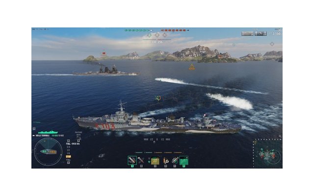 In a battle in the World of Warships, both large and small battleships join the battle