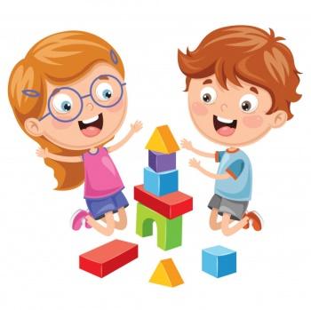 Ilustração de criança brincando com blocos de construção | Vetor ...