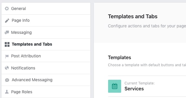 facebook's business page settings
