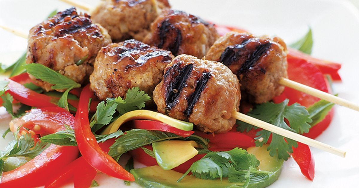 Pork Kebabs With Grilled Plums and Couscous - a great combination