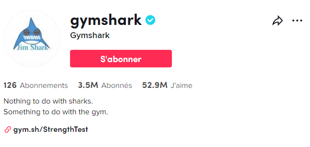 Compte TikTok de Gymshark