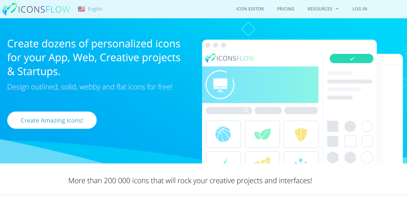 Screenshot of IconsFlow for designing app icons.