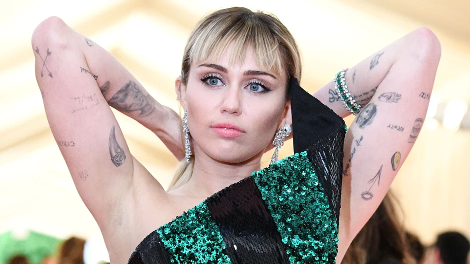 Miley Cyrus shows off all of her  tat including the palm tree design