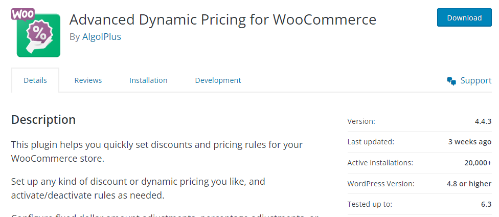 Advanced dynamic pricing plugin