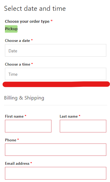 woocommerce delivery or pickup time display