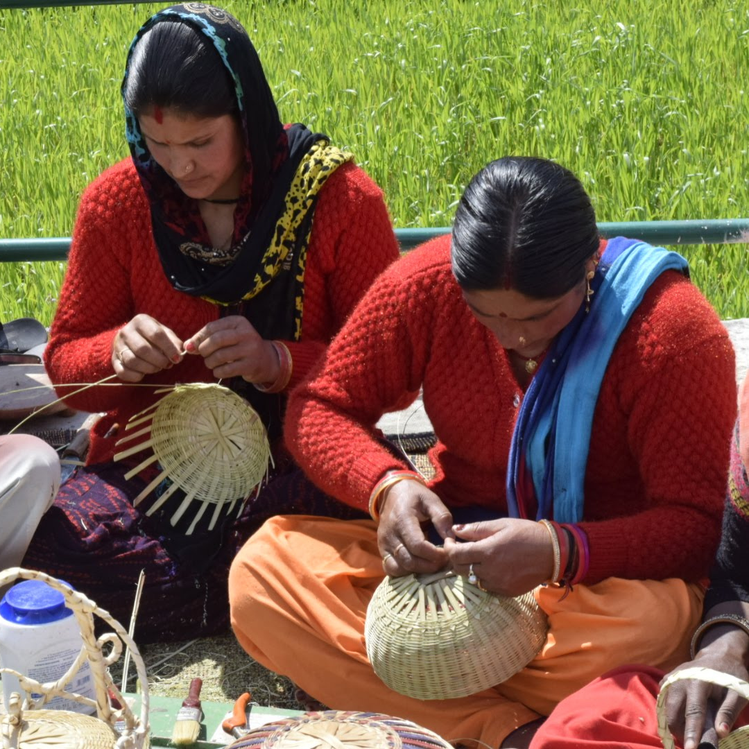 Women make bamboo baskets and other bamboo products to earn livelihood in Uttarakhand.