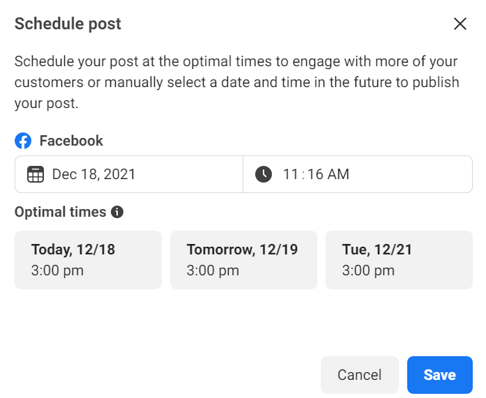 Scheduling Facebook posts in Business Suite