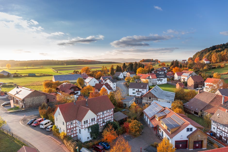 aerial view, architecture, autumn