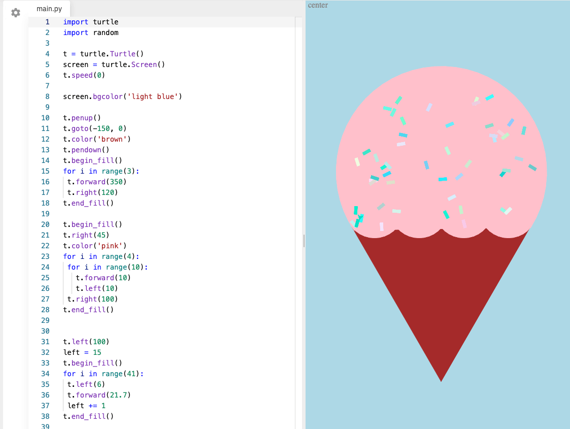 a python coding language project for kids interested in visual graphics