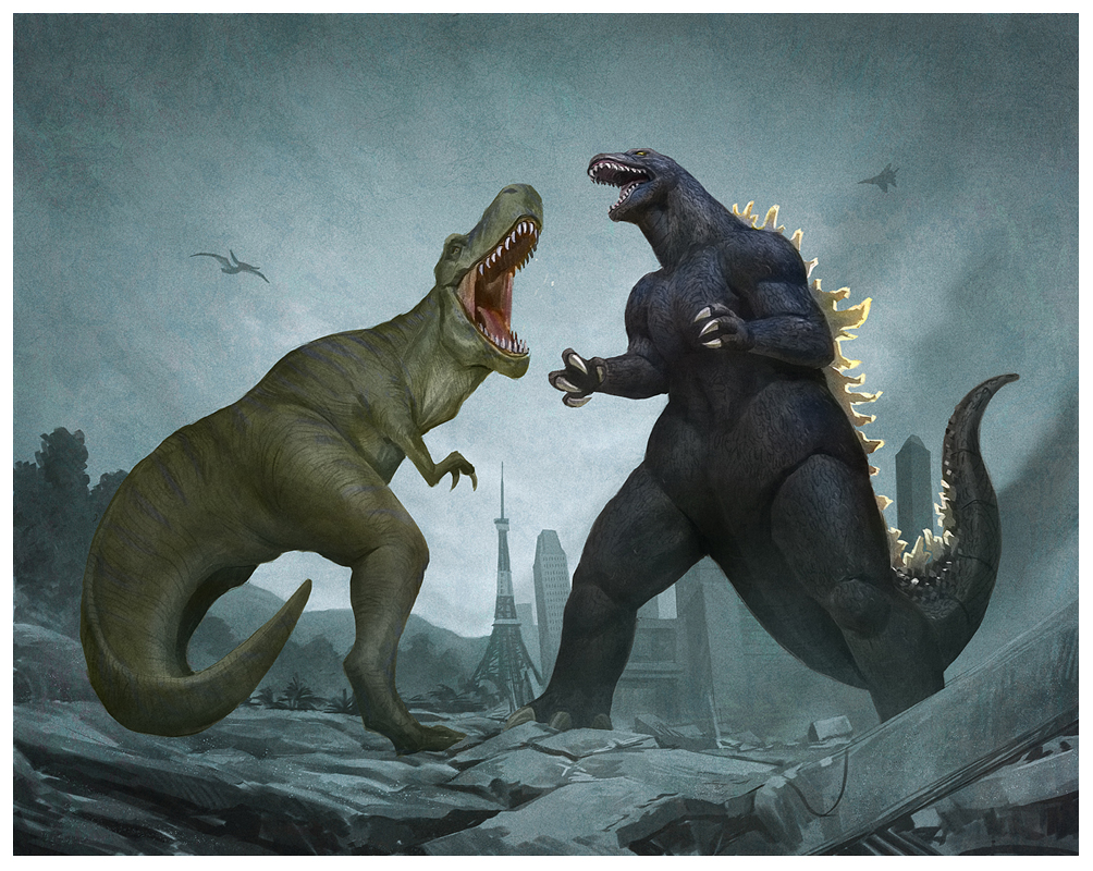 Tyrannosaurus rex vs Godzilla.