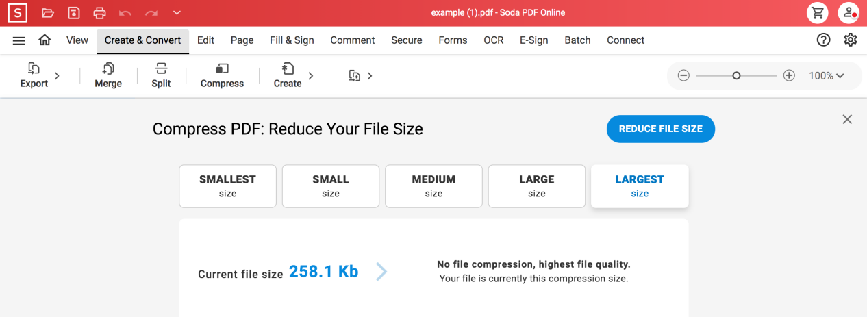 Soda PDF Reduces File Size