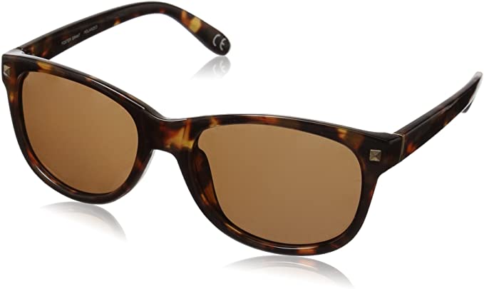 Foster Grant Women's Sutton Polarized Rectangular Sunglasses, Tortoise/Brown POL, 51.5 mm
