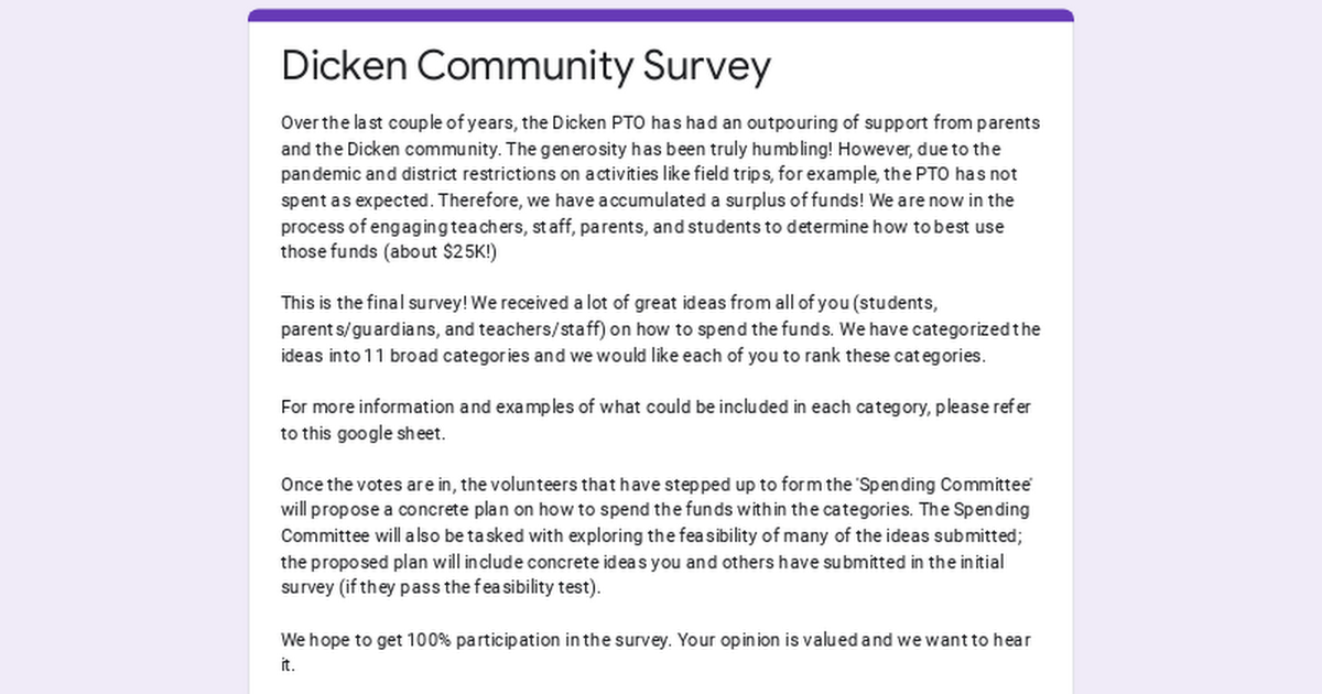 Dicken Community Survey