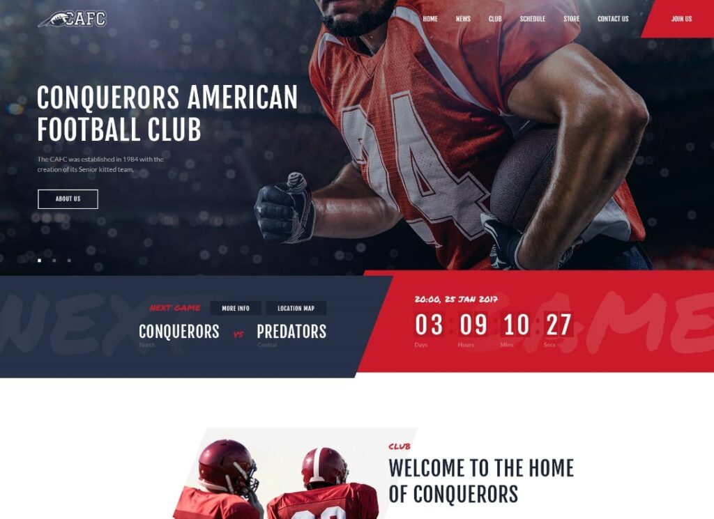 Conquistadores |  Tema de WordPress de fútbol americano y NFL