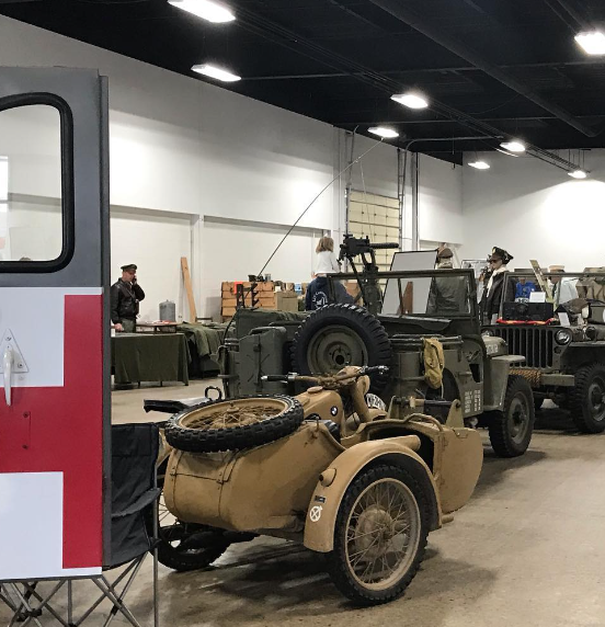 Military vehicles on display at a local Gun Show