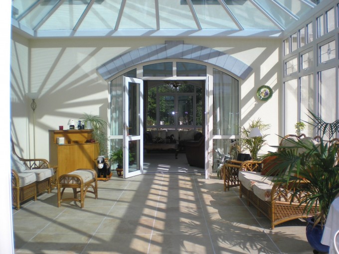 Conservatory with glass roof