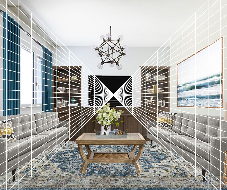 interior design moodboards - add a perspective grid