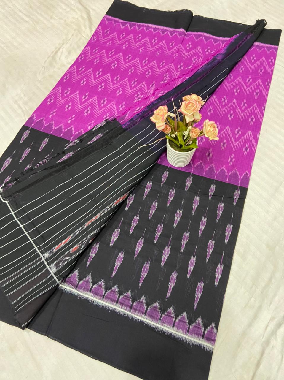 Ikkat posapally cotton full design sarees