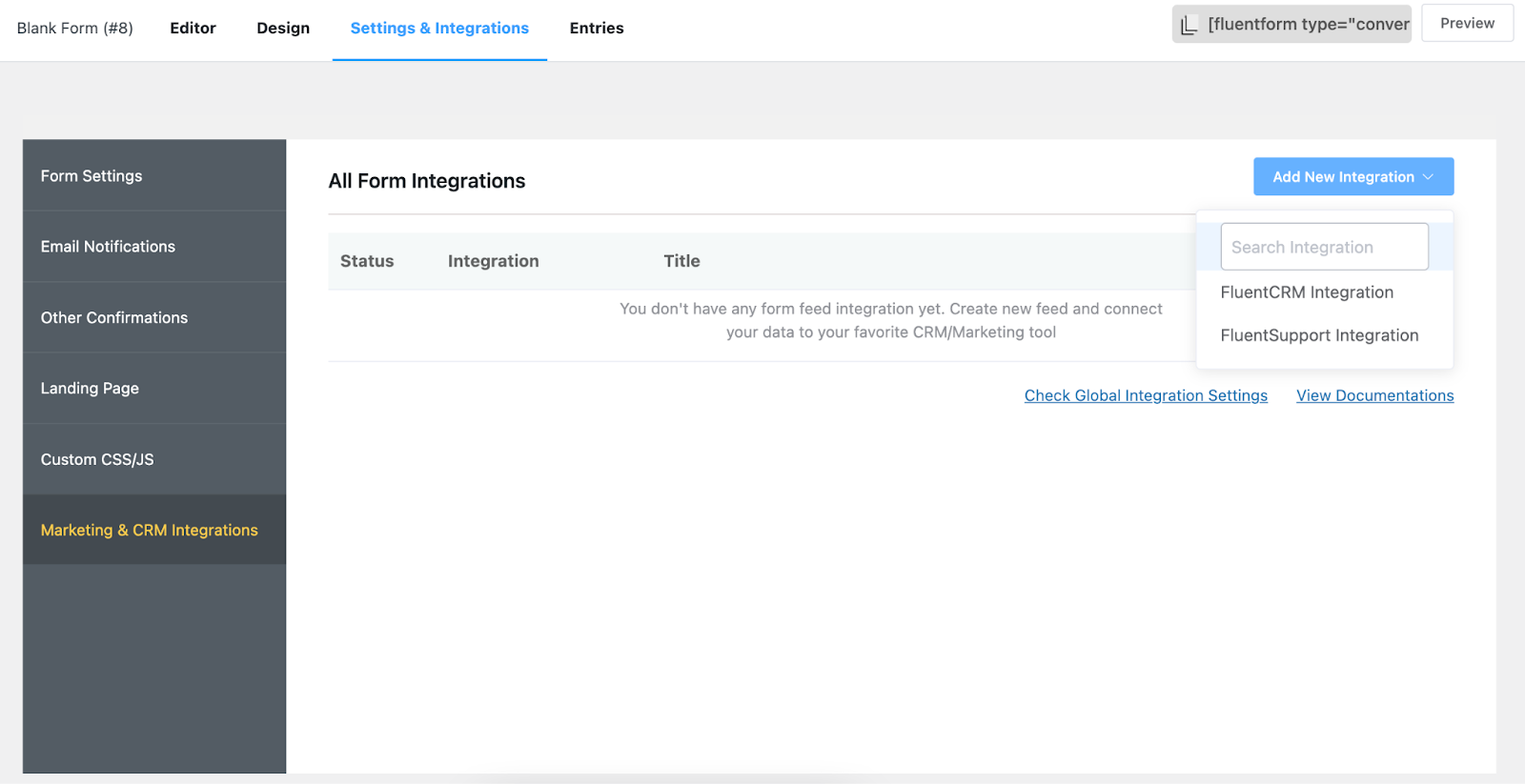 Marketing & CRM integrations, Fluent Forms