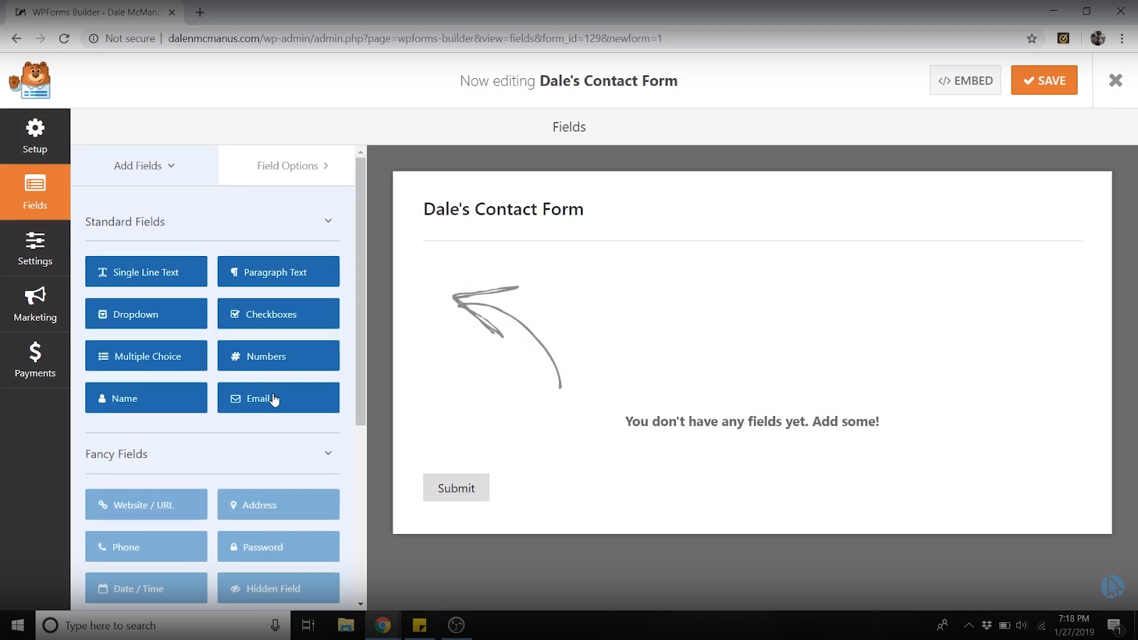 wpforms contact form fields