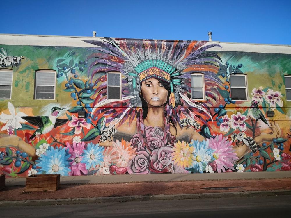 multicolored Native American graffiti art