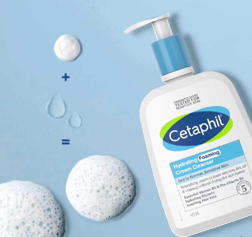 Sữa rửa mặt Cetaphil Hydrating Foaming Cream Cleanser cấp ẩm da với thành phần nha đam