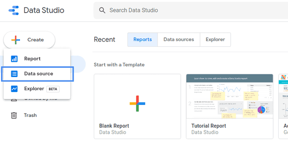 Data studio create data source