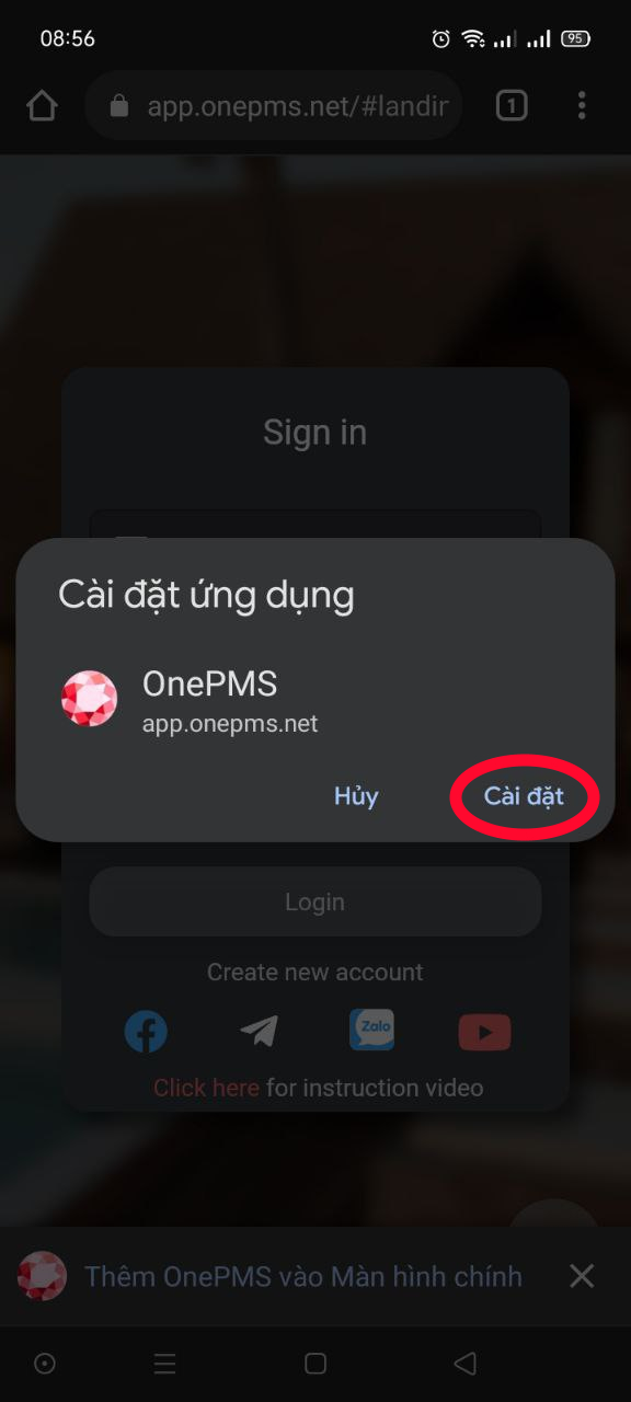 One PMS - Phần mềm quản lý khách sạn miễn phí - Xác nhận cài đặt