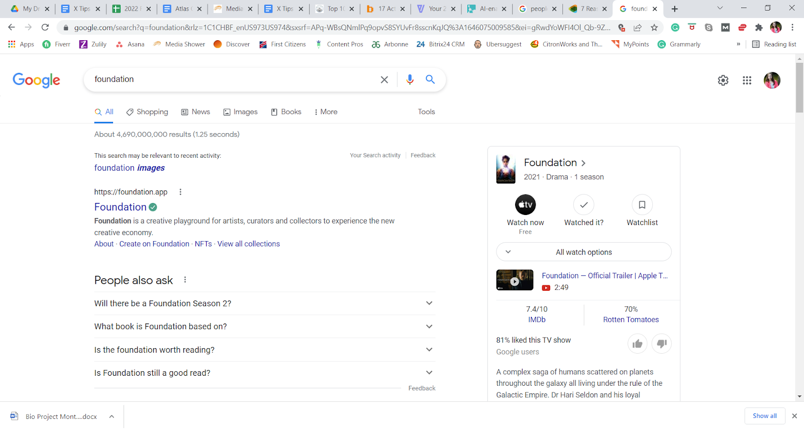 A screenshot of Google search results. 