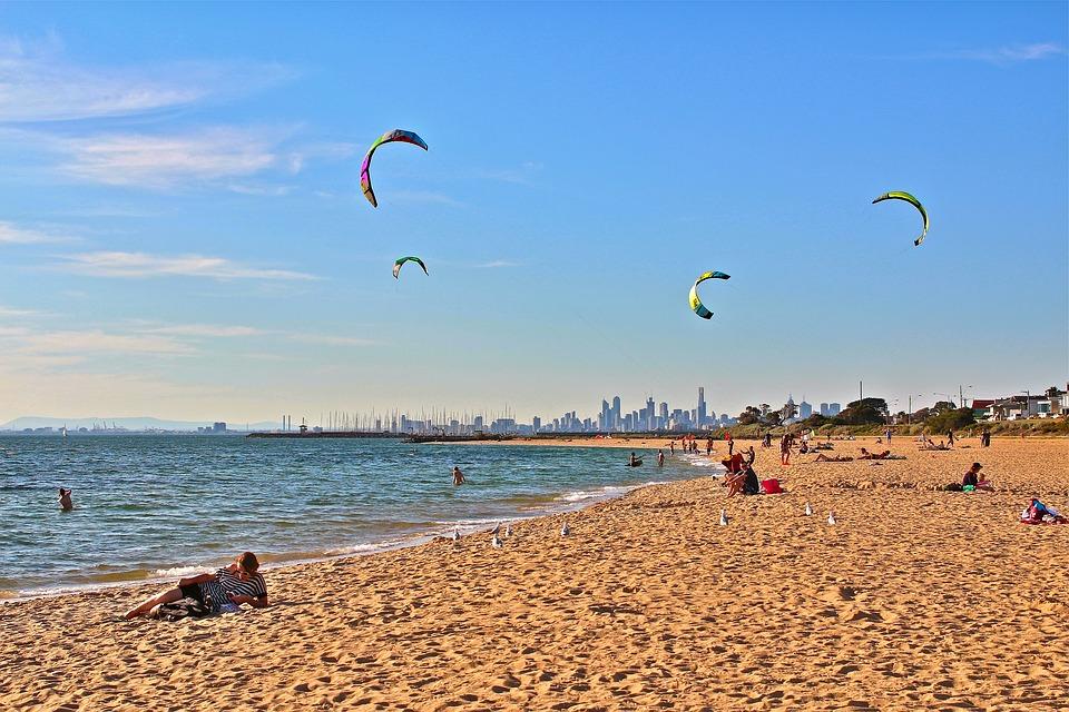 Wind Surfing on the Beach in Australia 