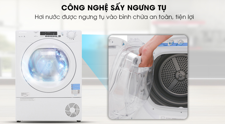 Máy sấy quần áo Candy khối lượng sấy 9 Kg GVS C9DE-S