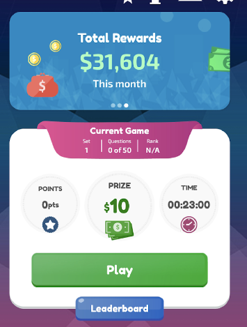 screenshot of the Play And Win app

