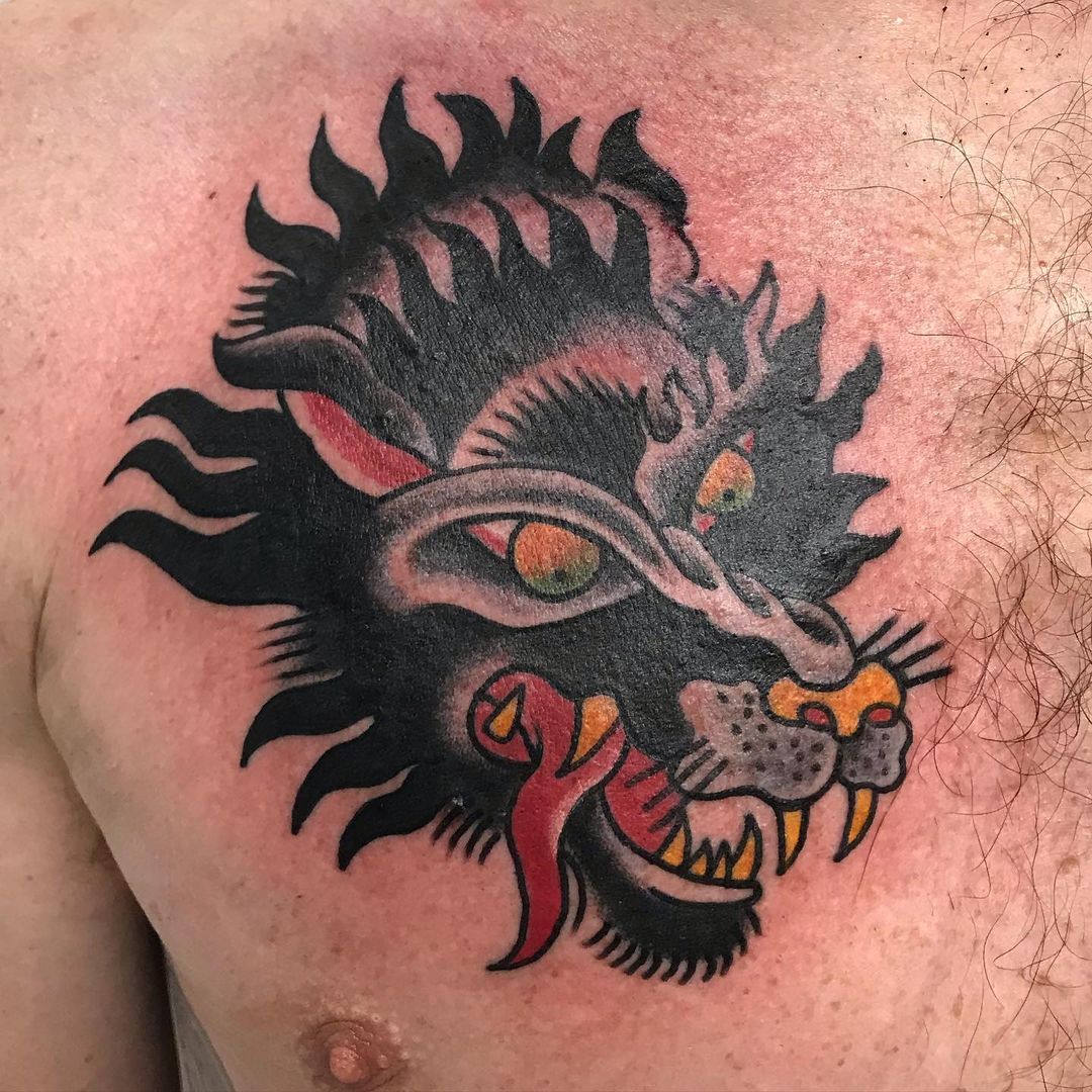 Old-School Wolf Tattoo design