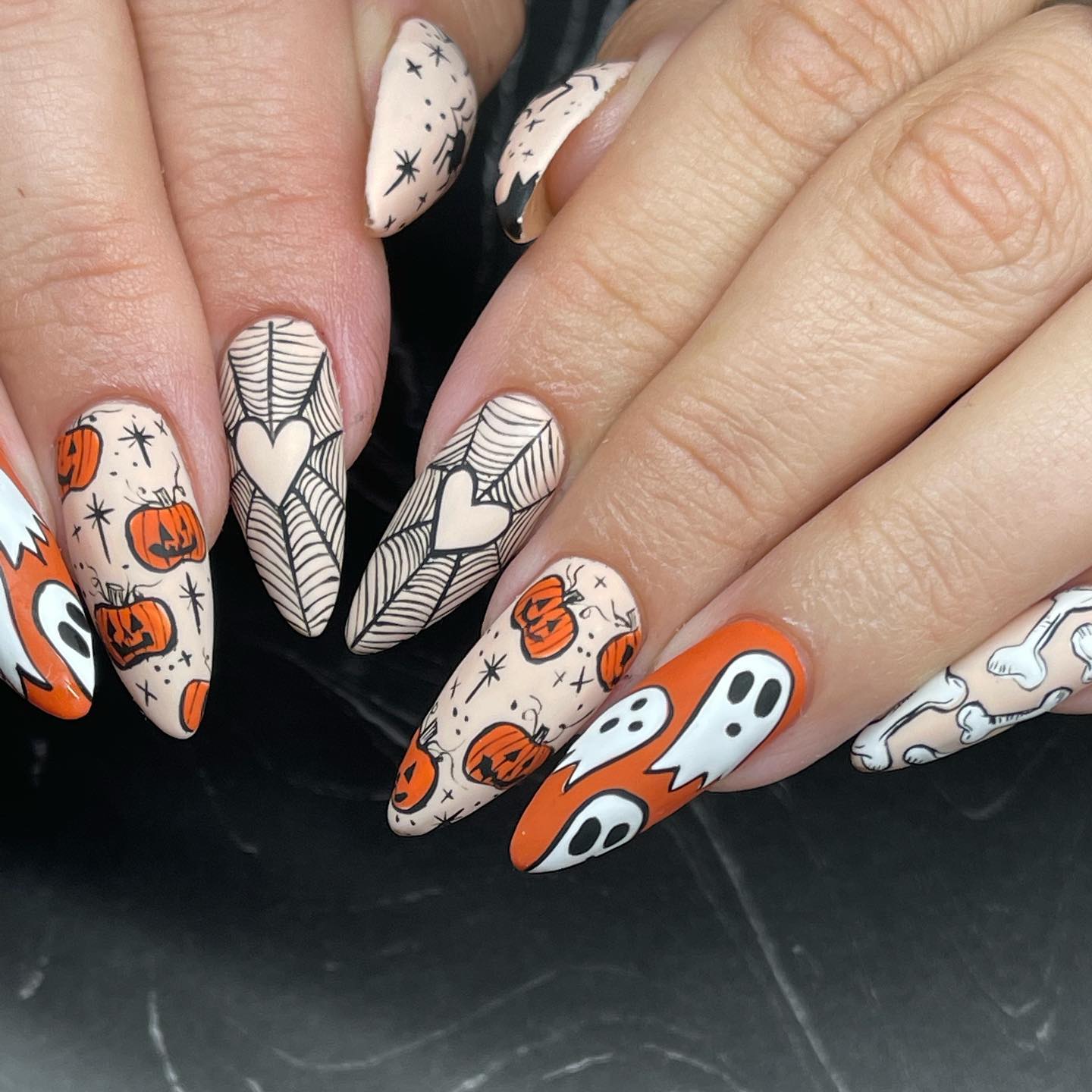 Pointy Orange Halloween Nails