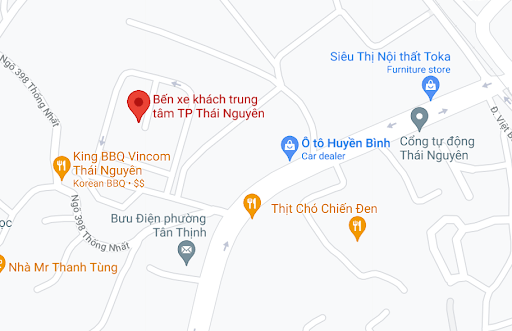 Địa điểm đón/trả khách tại Thái Nguyên