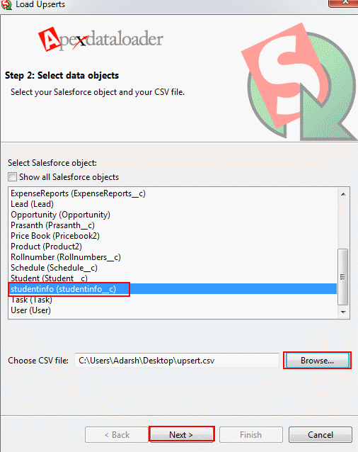 Data Loader Upsert: Upsert Function Window